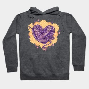 Knitting yarn heart and daisy buttons Hoodie